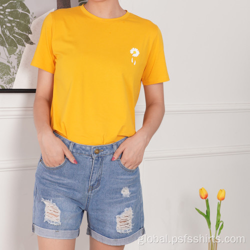 Plain T Shirts For Printing Daisy Print Short Sleeve Manufactory